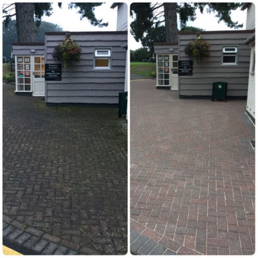 block paving before and after jet washing