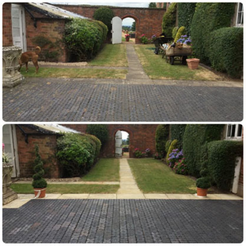paving before and after jet washing