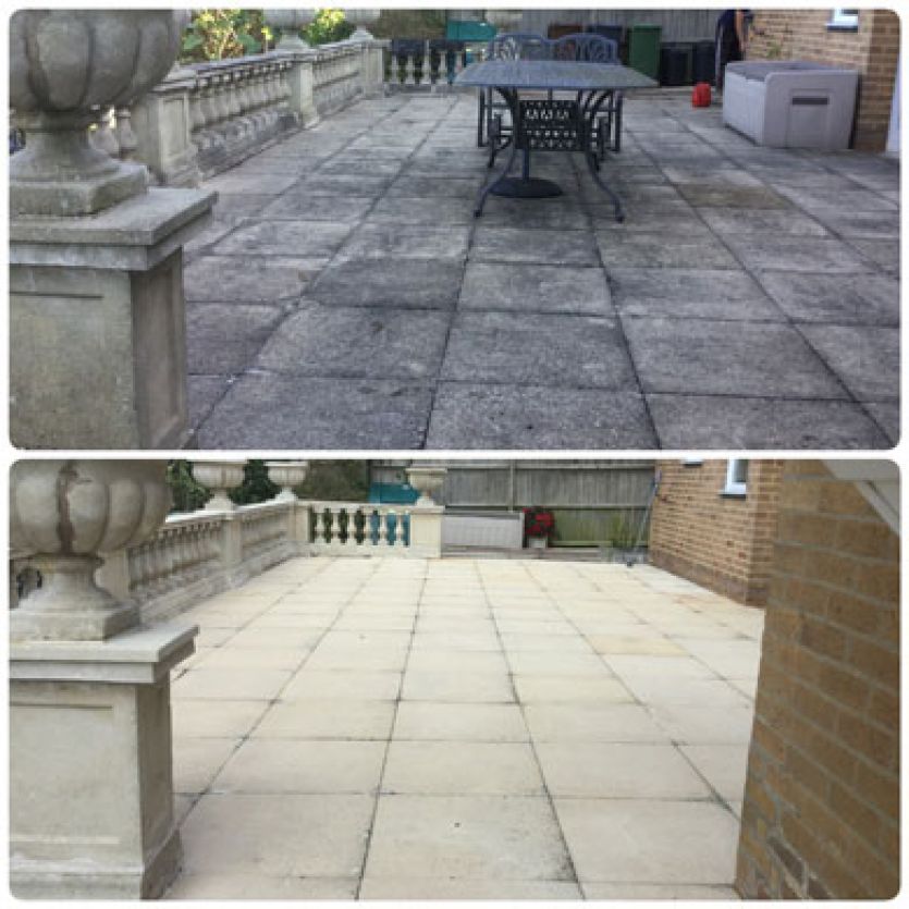 slabs before and after steam cleaning