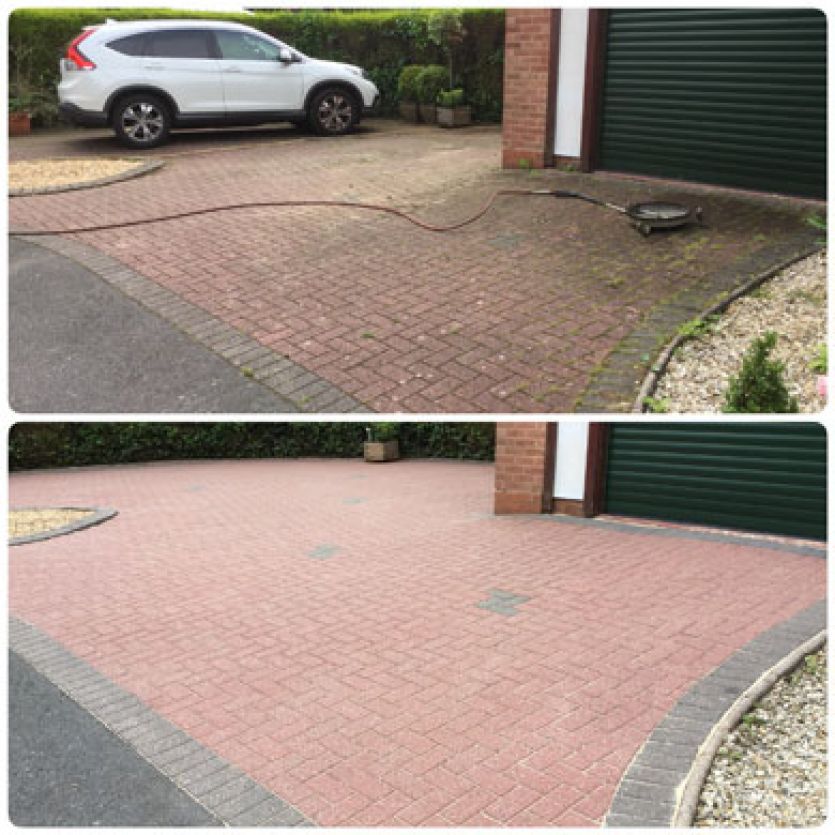 block paving driveway cleaning before and after