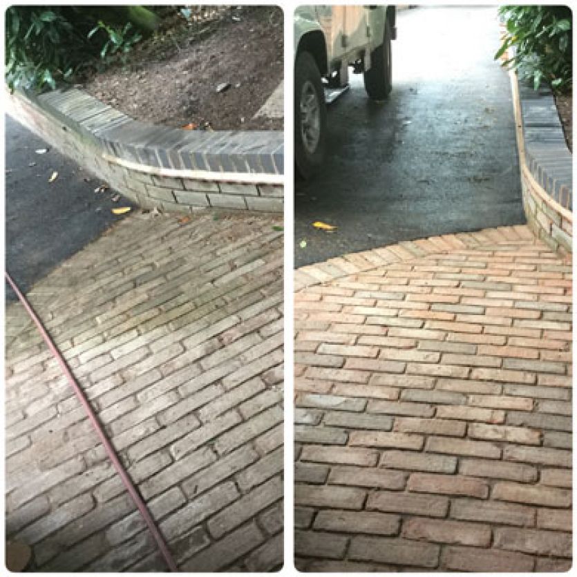 driveway and dwarf wall cleaned