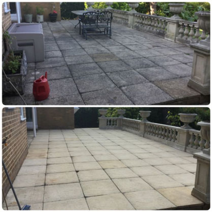 patio area cleaned before and after