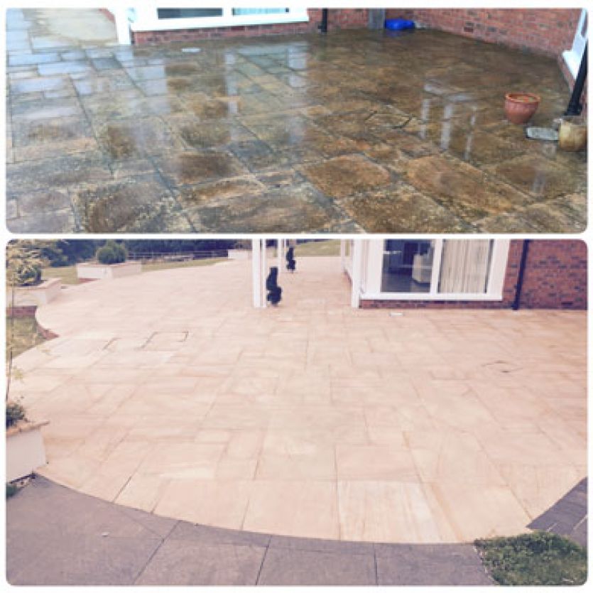 patio area cleaned to a high standard in back garden
