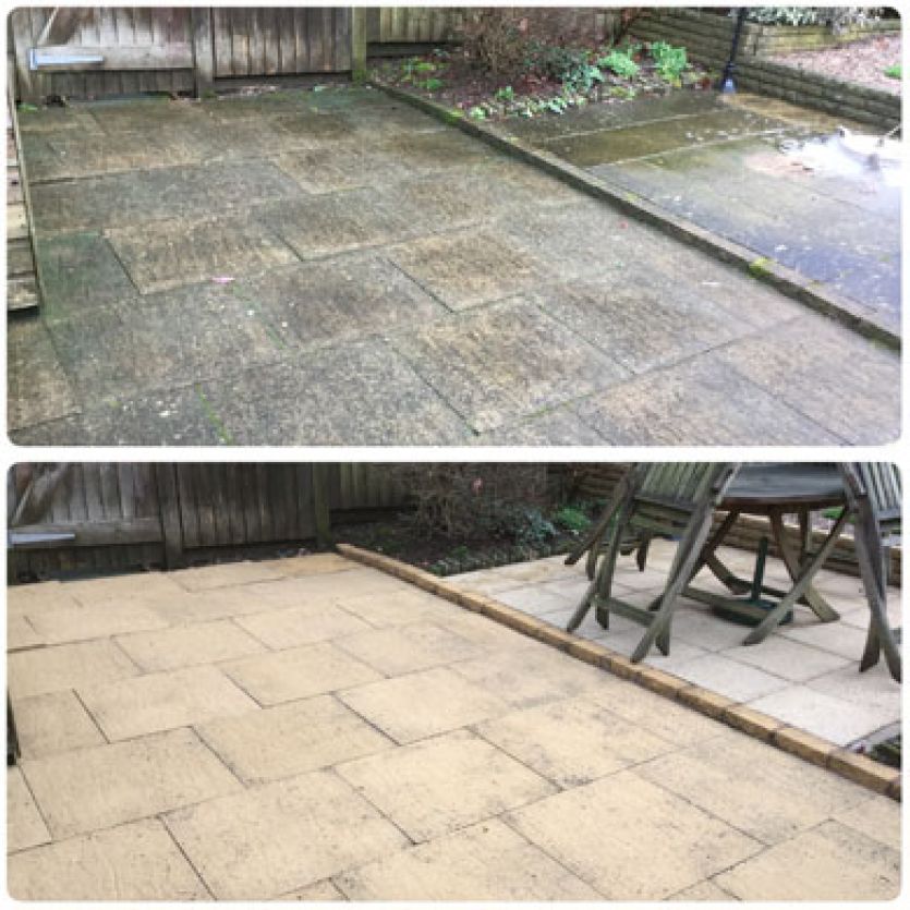 patio slabs cleaned before and after 