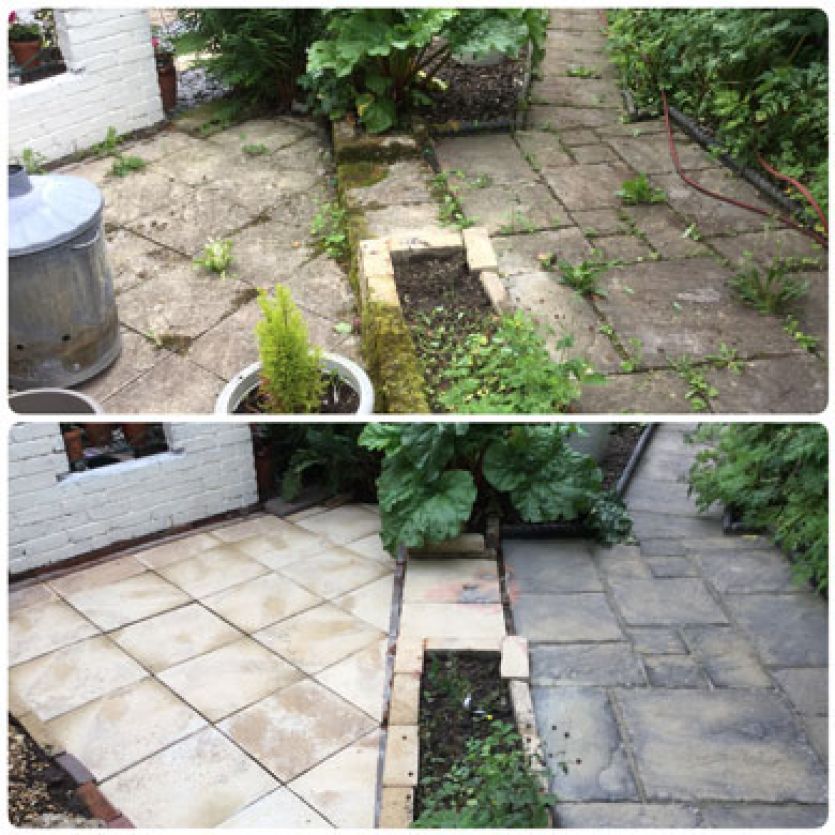 old patio cleaned to a high level