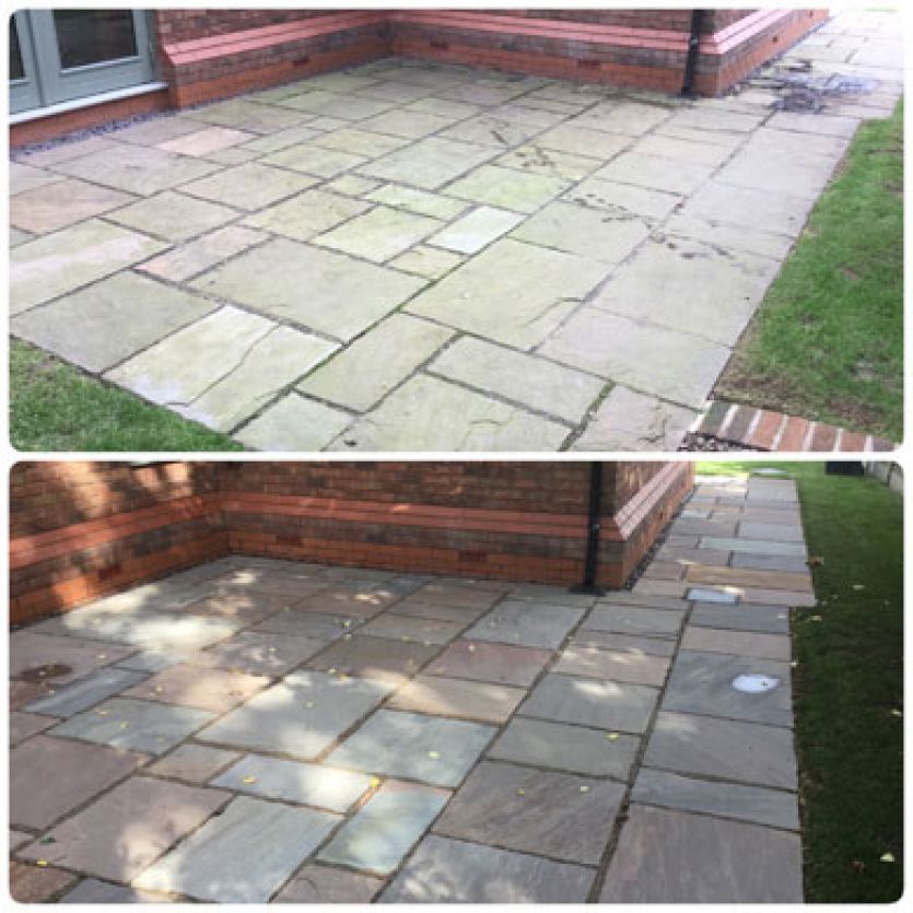 patio cleaning before and after cleaning