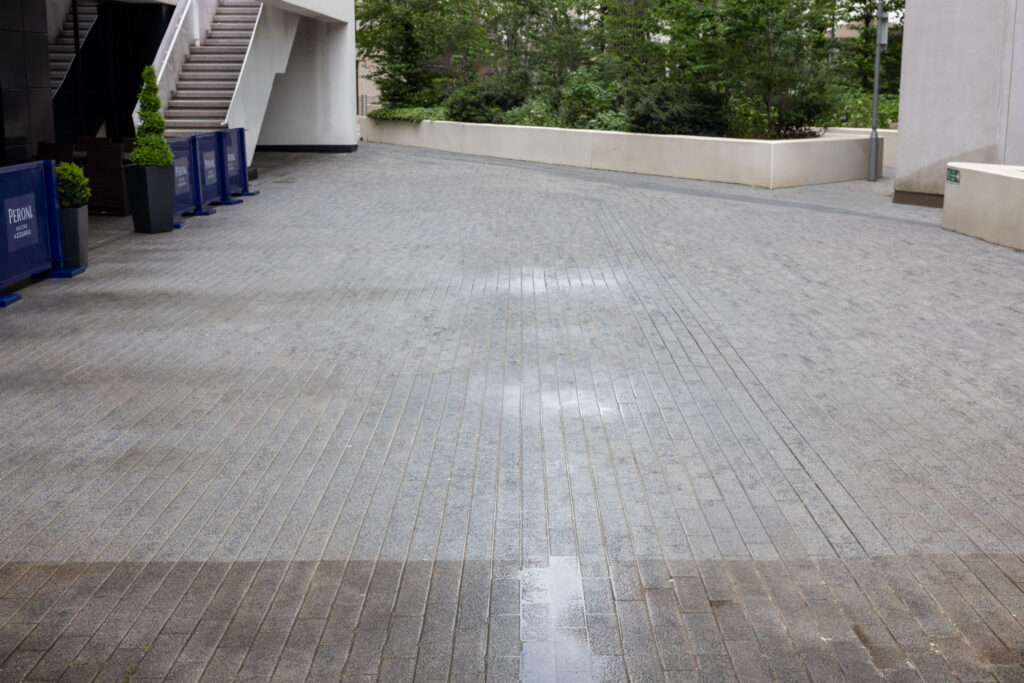 Finished section of Arena Central cleaned by H2O Restoration.