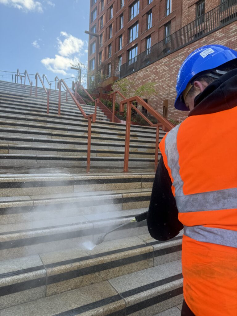 H2O Restoration Manchester team cleaning Waterside Gardens