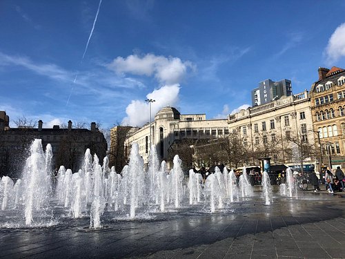 Piccadilly Gardens in Manchester, located near H2O Restoration Manchester